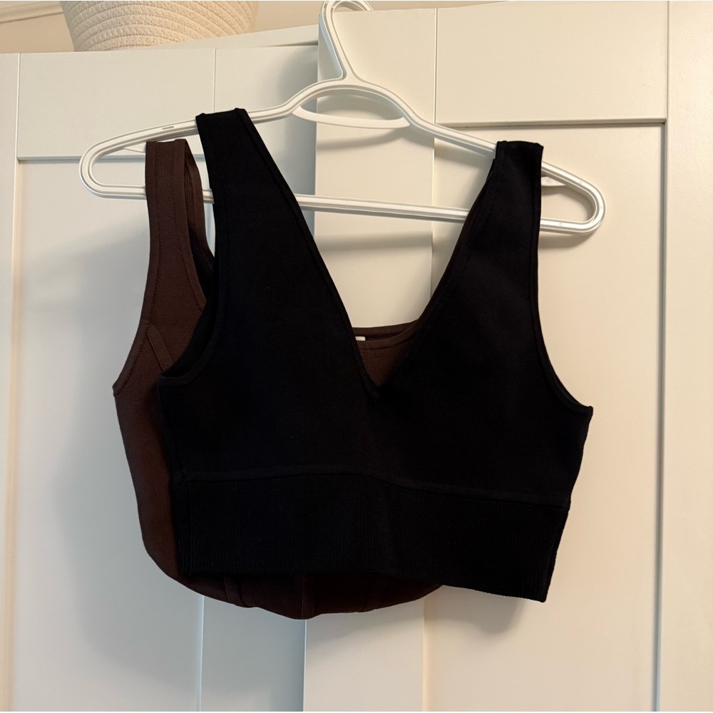Aritzia Babaton Black and Brown Crop TankTops